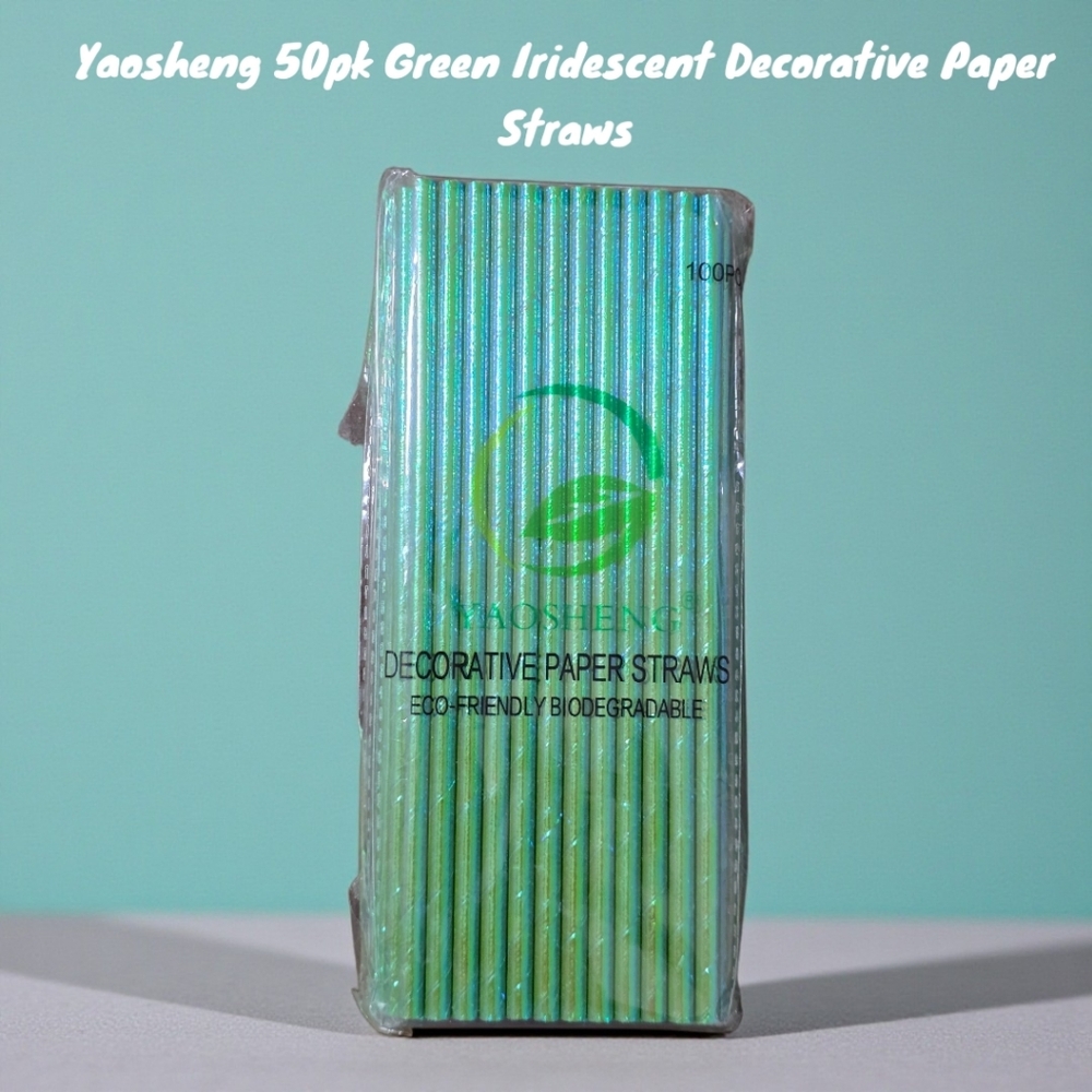 YAOSHENG Decorative Paper Straws Iridescent Green 100ct